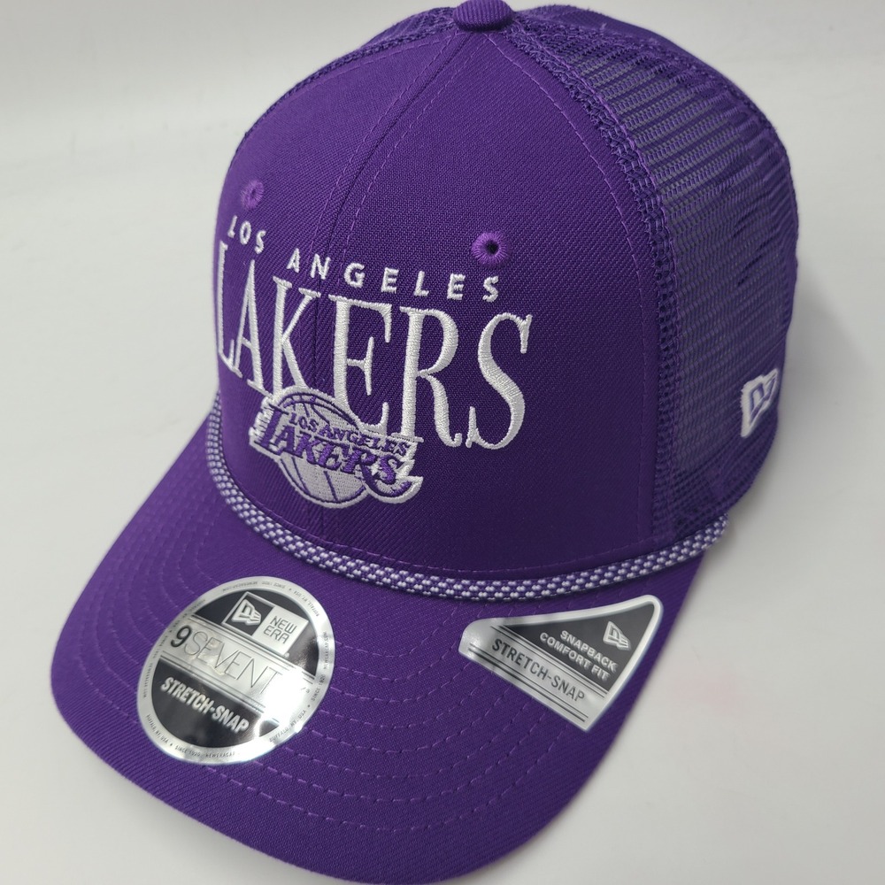 Los Angeles Lakers Hat Snapback Trucker Mesh New Era 9Seventy Purple White Rope‎